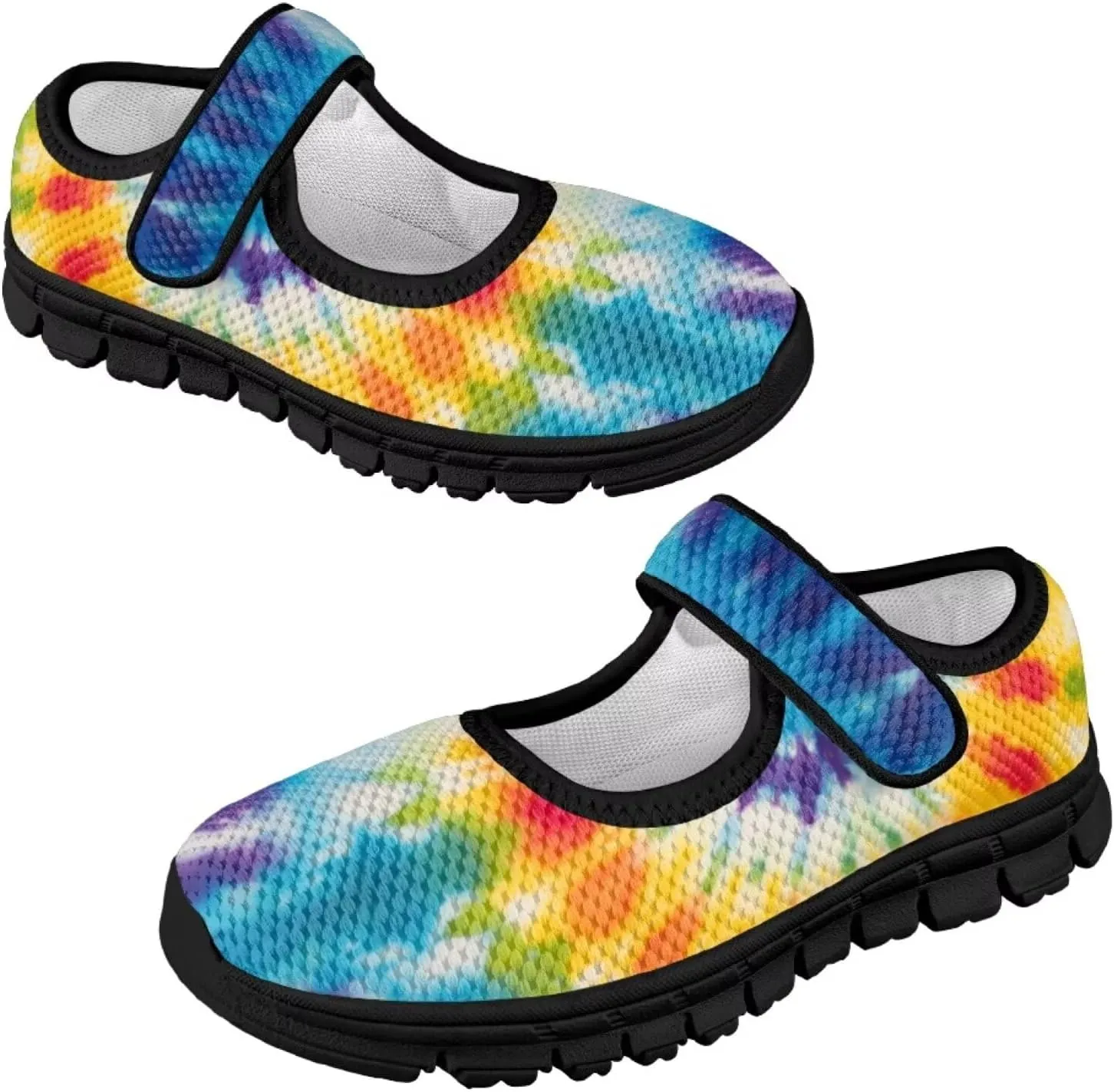 Forchrinse Rainbow Girls and Toddler Mary Jane Sneakers Soft Sole Barefoot Flats Comfort School Party Play Shoes Ballet Flats for Kids Size 11-2.5