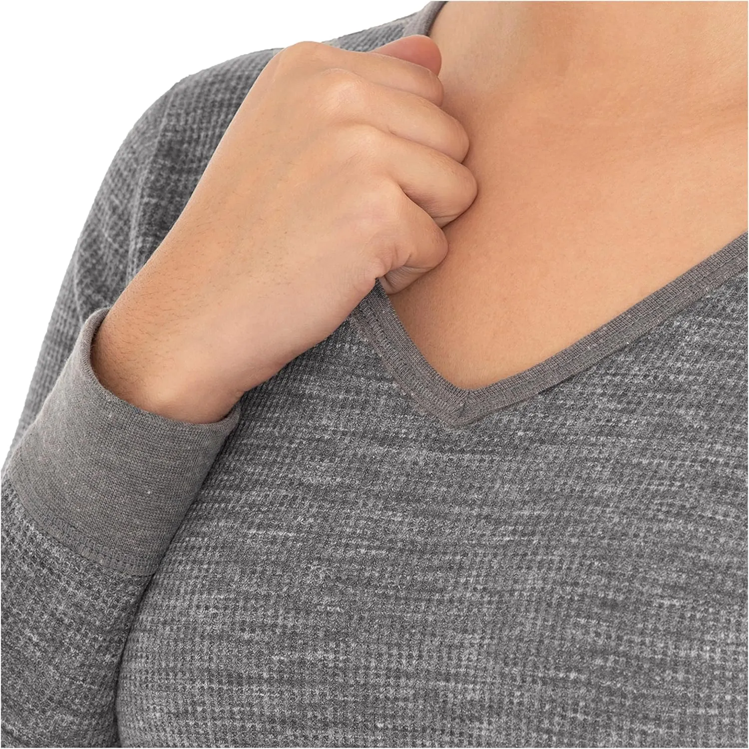 Fruit of the Loom womens Micro Waffle Thermal V-neck