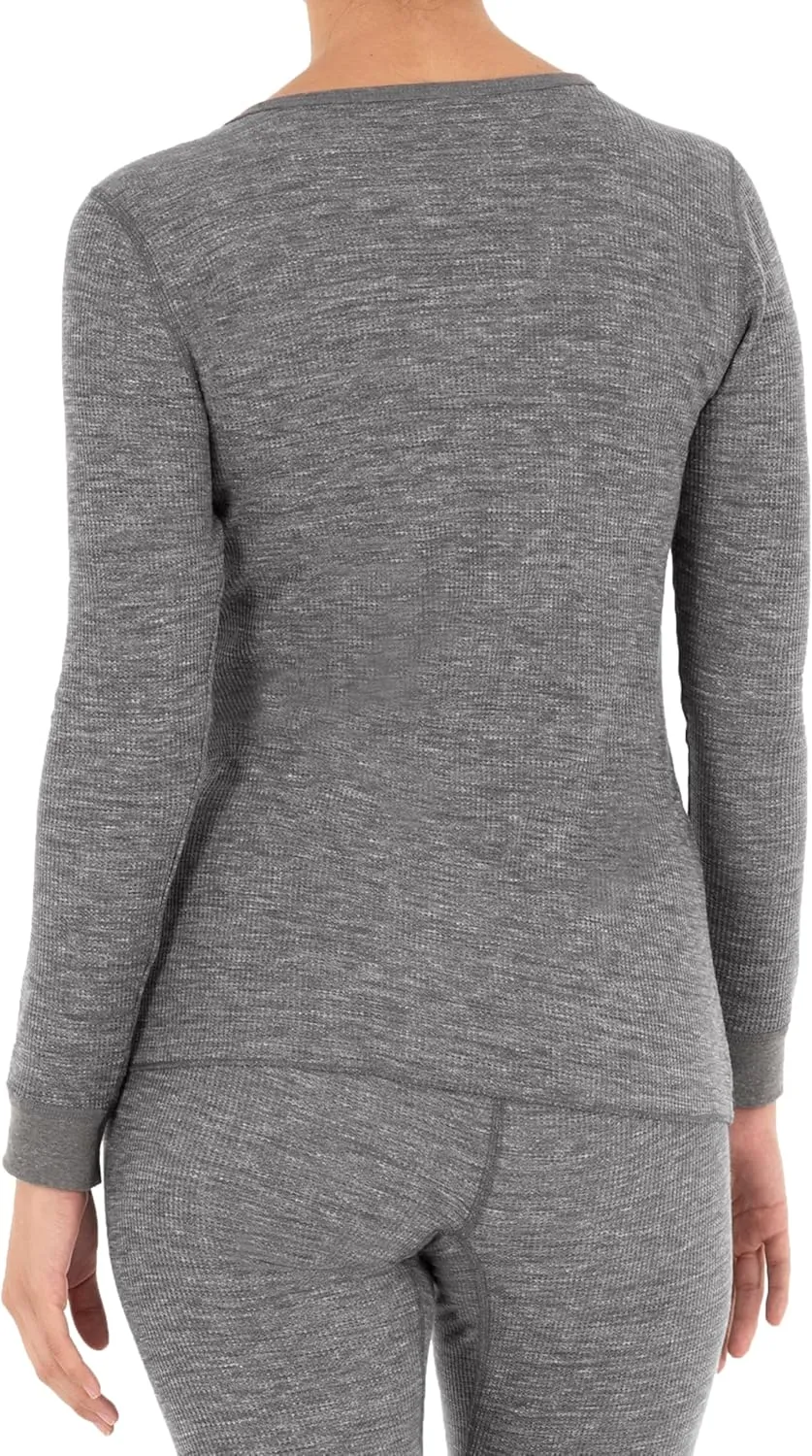 Fruit of the Loom womens Micro Waffle Thermal V-neck