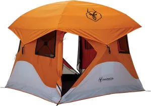 Gazelle T4 Waterproof 4 Person Portable Polyester Outdoor Pop Up Camping or Beach Tent with Removable Floor, Mesh Screens, and Rain Fly, Orange
