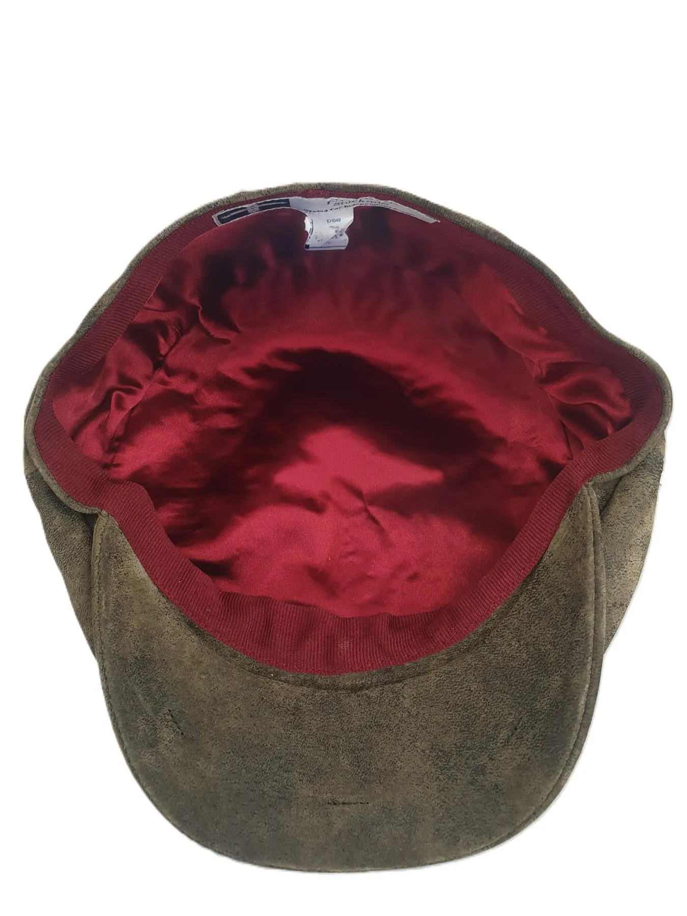 Genuine Eureka Stockade Men's 8-Piece Distressed Leather Newsboy Cap - Olive