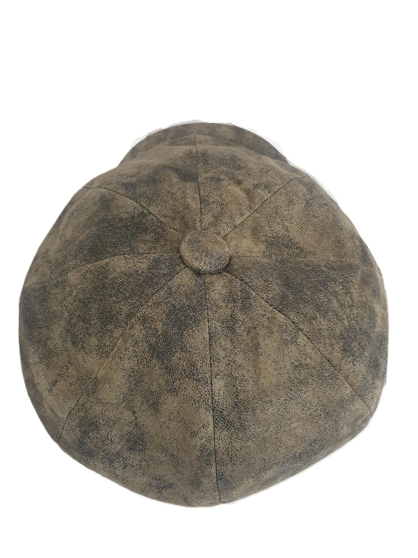 Genuine Eureka Stockade Men's 8-Piece Distressed Leather Newsboy Cap - Olive