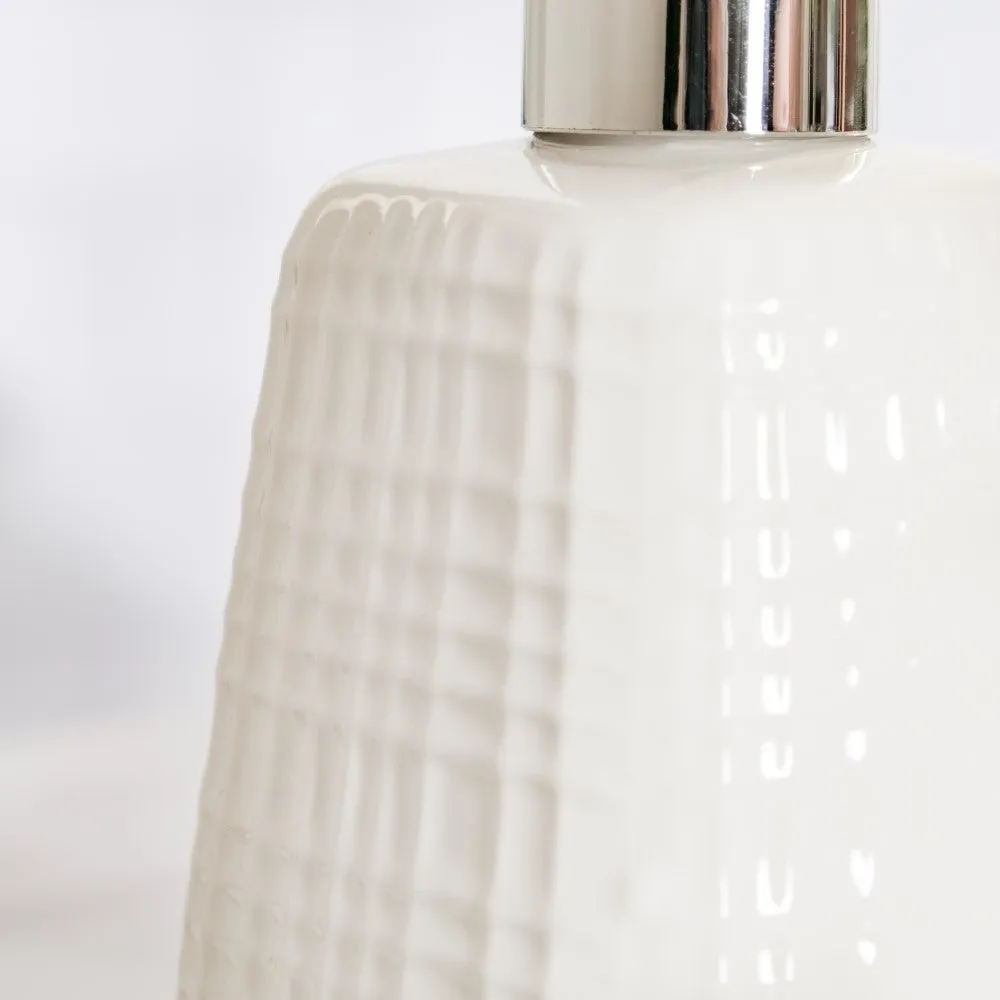 Geometric Ceramic Pump Dispenser White 7 Inch