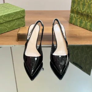 GG SIGNORIA SLINGBACK PUMP GLOSSY BLACK LAMBSKIN
