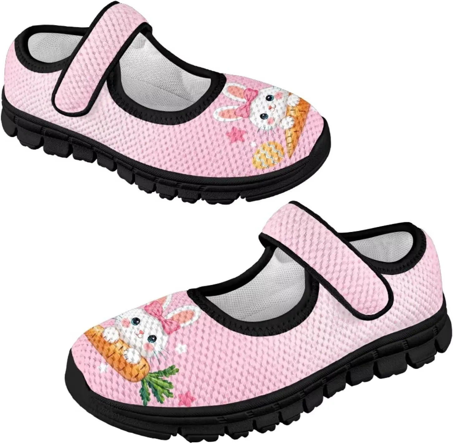 Girl's Easter Pattern Running Shoes Soft Dress Shoes Non Slip Fashion Casual Shoes Breathable Mesh Walking Shoes