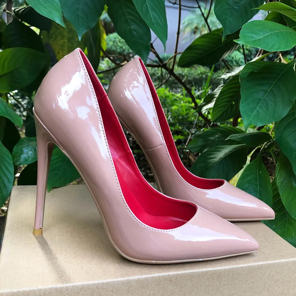 Glossy Patent Nude Elegant Pumps Stilettos Women
