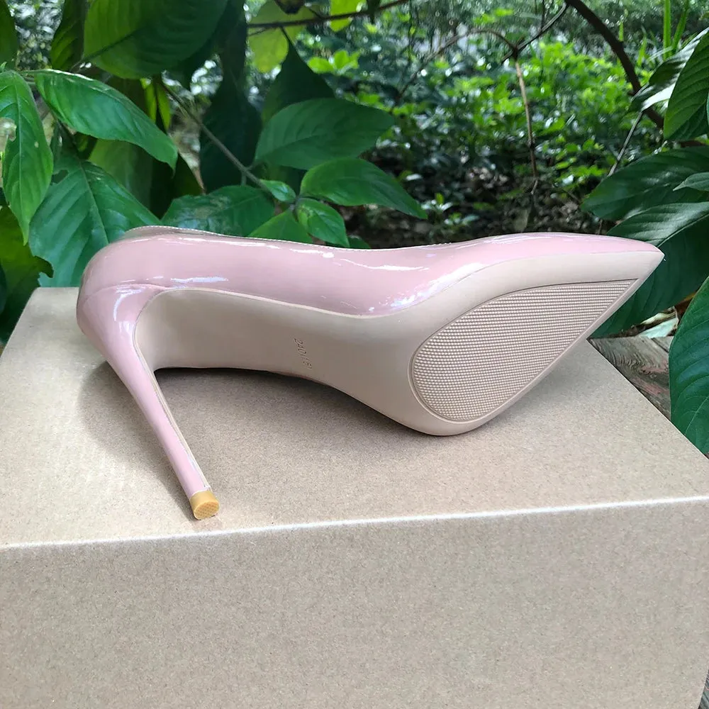 Glossy Patent Nude Elegant Pumps Stilettos Women