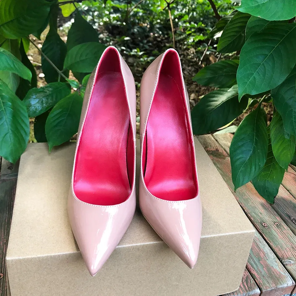 Glossy Patent Nude Elegant Pumps Stilettos Women
