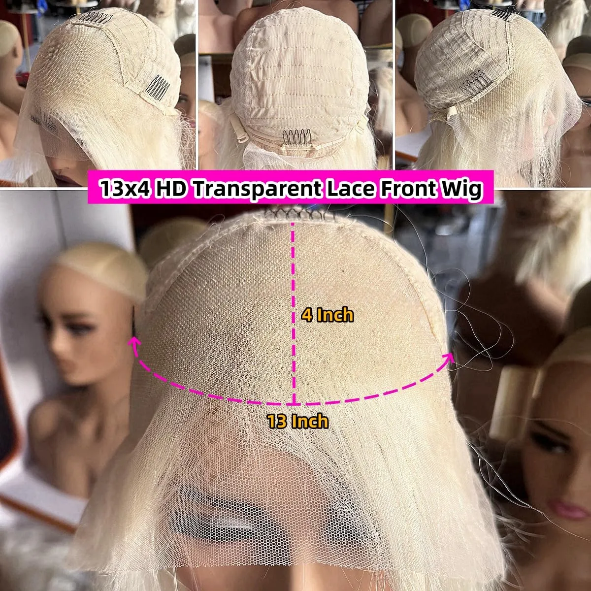 Glueless Human Hair Wig, Platinum Blonde, 10 Inch, Straight, Bob, Medium Cap, Transparent Lace Front, Breathable, Shedding Free, Tangle Free, Brazilian Virgin Hair