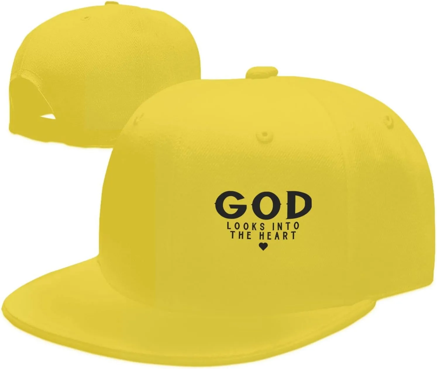 God Looks Into The Heart Flat Brim Baseball Cap,Classic Snapback Hats Adjustable Trucker Hat for Men & Women,Black