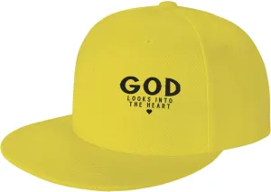 God Looks Into The Heart Flat Brim Baseball Cap,Classic Snapback Hats Adjustable Trucker Hat for Men & Women,Black