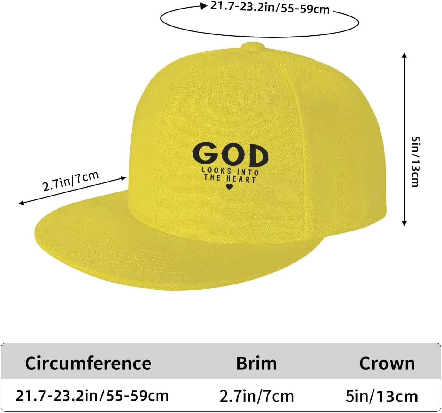 God Looks Into The Heart Flat Brim Baseball Cap,Classic Snapback Hats Adjustable Trucker Hat for Men & Women,Black