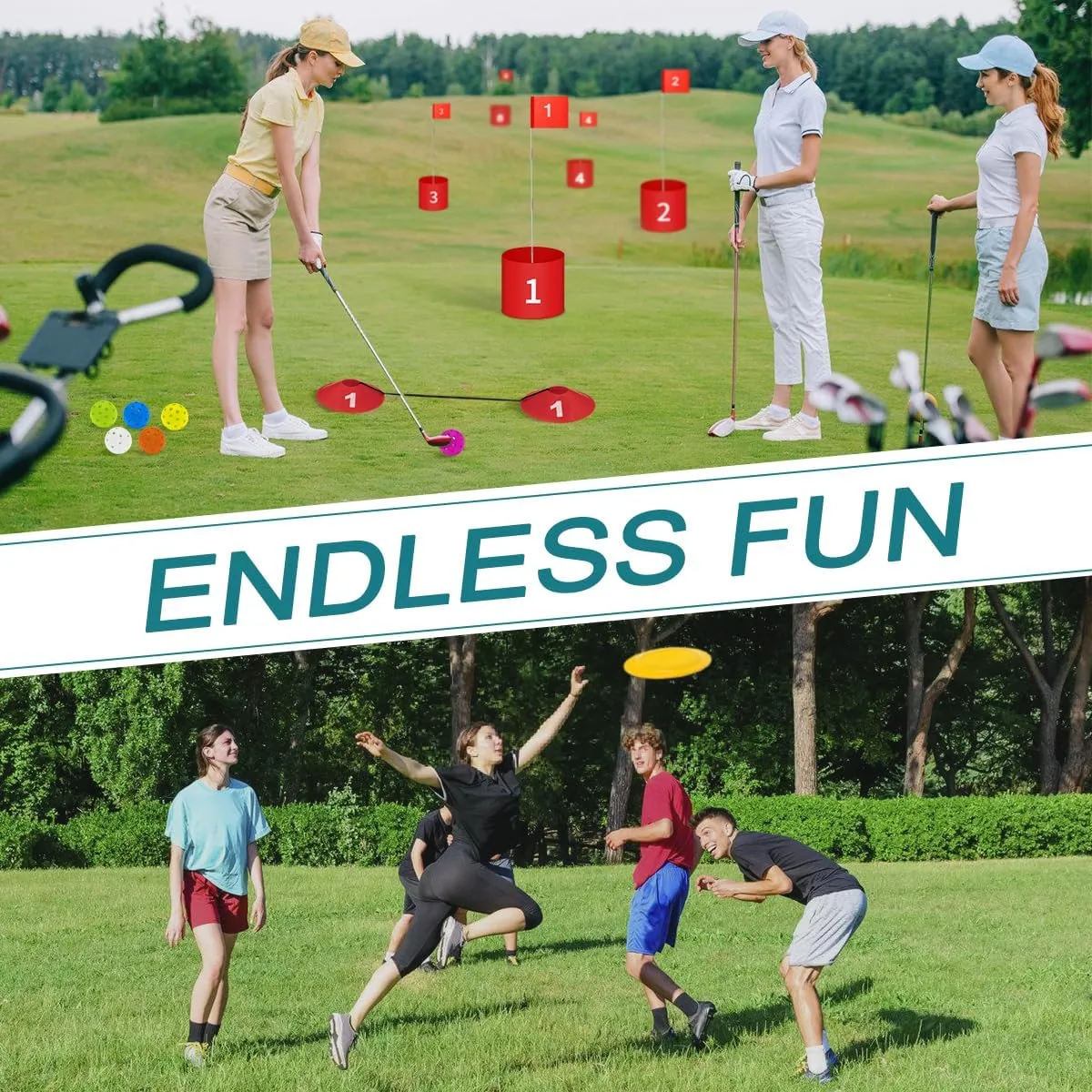 Golf Yard Bucket Games 6 Holes Golf Practice Game with Flag, Golf Chipping Game for Kids and Adults Outdoor Indoor Portable Backyard Golf Game for Park, Beach, Backyard, Lawn
