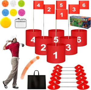 Golf Yard Bucket Games 6 Holes Golf Practice Game with Flag, Golf Chipping Game for Kids and Adults Outdoor Indoor Portable Backyard Golf Game for Park, Beach, Backyard, Lawn