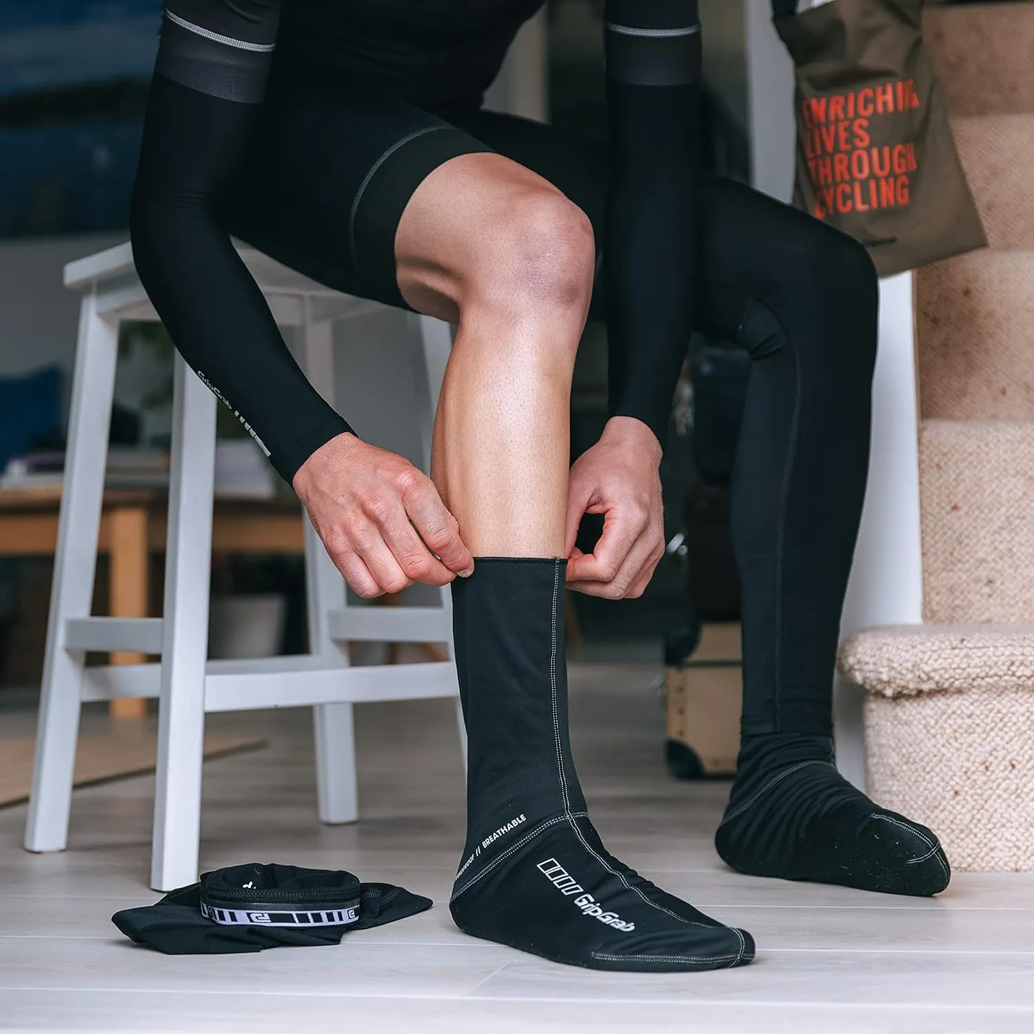 GripGrab Windproof Spring Fall Thermal Cycling Socks Long High Cut Pre-Shaped Cold Weather Cycling Socks Tall Bike Socks