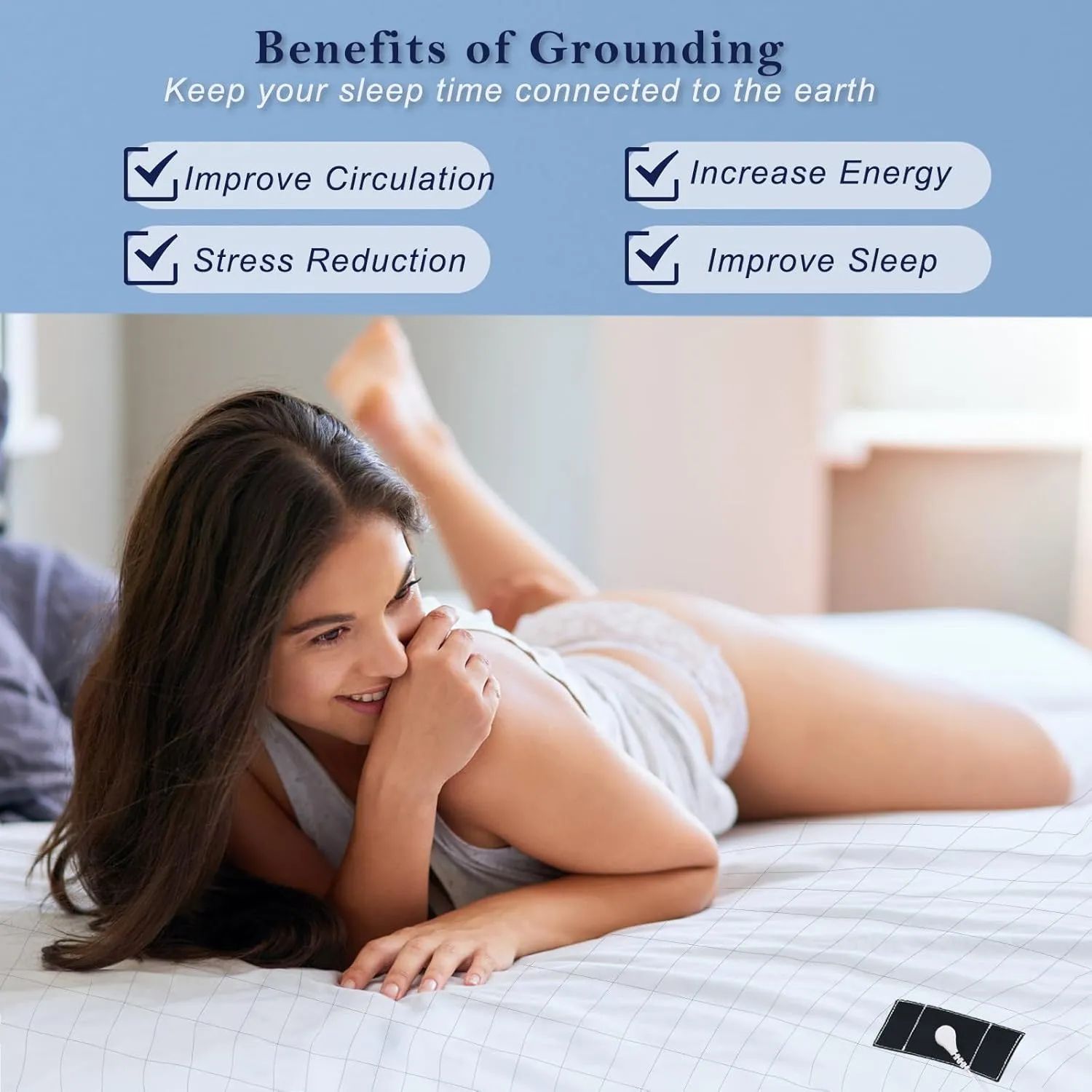 Grounding Crib Sheet Cotton Grounding Sheets for Baby Crib Bedding 27 x 52 Inch Silver Fiber Grounded Sheet with Grounding Cord