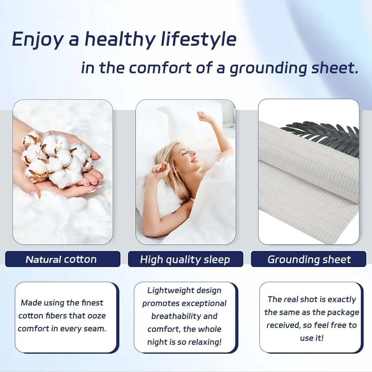 Grounding Sheets 35 * 90 Inch, Grounding Flat Sheets 5% Silver Fiber, Premium Cotton，Grounding Sheet with 15 Feet Cord (Gray)