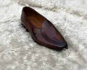 Handmade Brown Leather Loafers for Men - Penny Moccasins