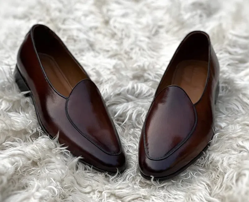 Handmade Brown Leather Loafers for Men - Penny Moccasins