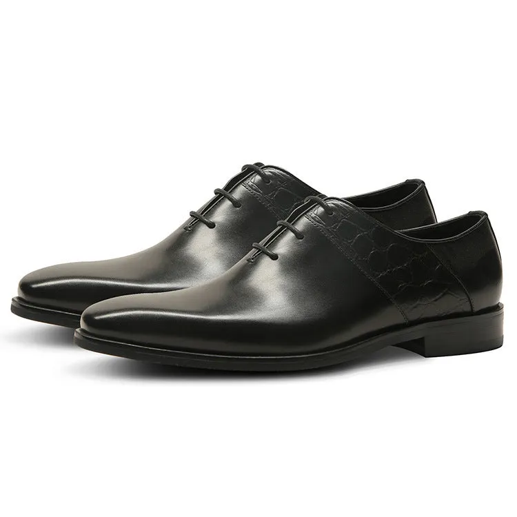 Handmade Oxford Shoes, Alligator Print Genuine Leather Dress Shoes