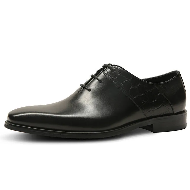 Handmade Oxford Shoes, Alligator Print Genuine Leather Dress Shoes