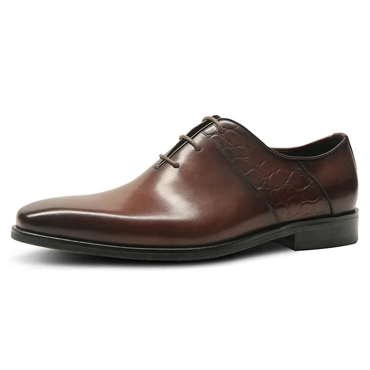 Handmade Oxford Shoes, Alligator Print Genuine Leather Dress Shoes