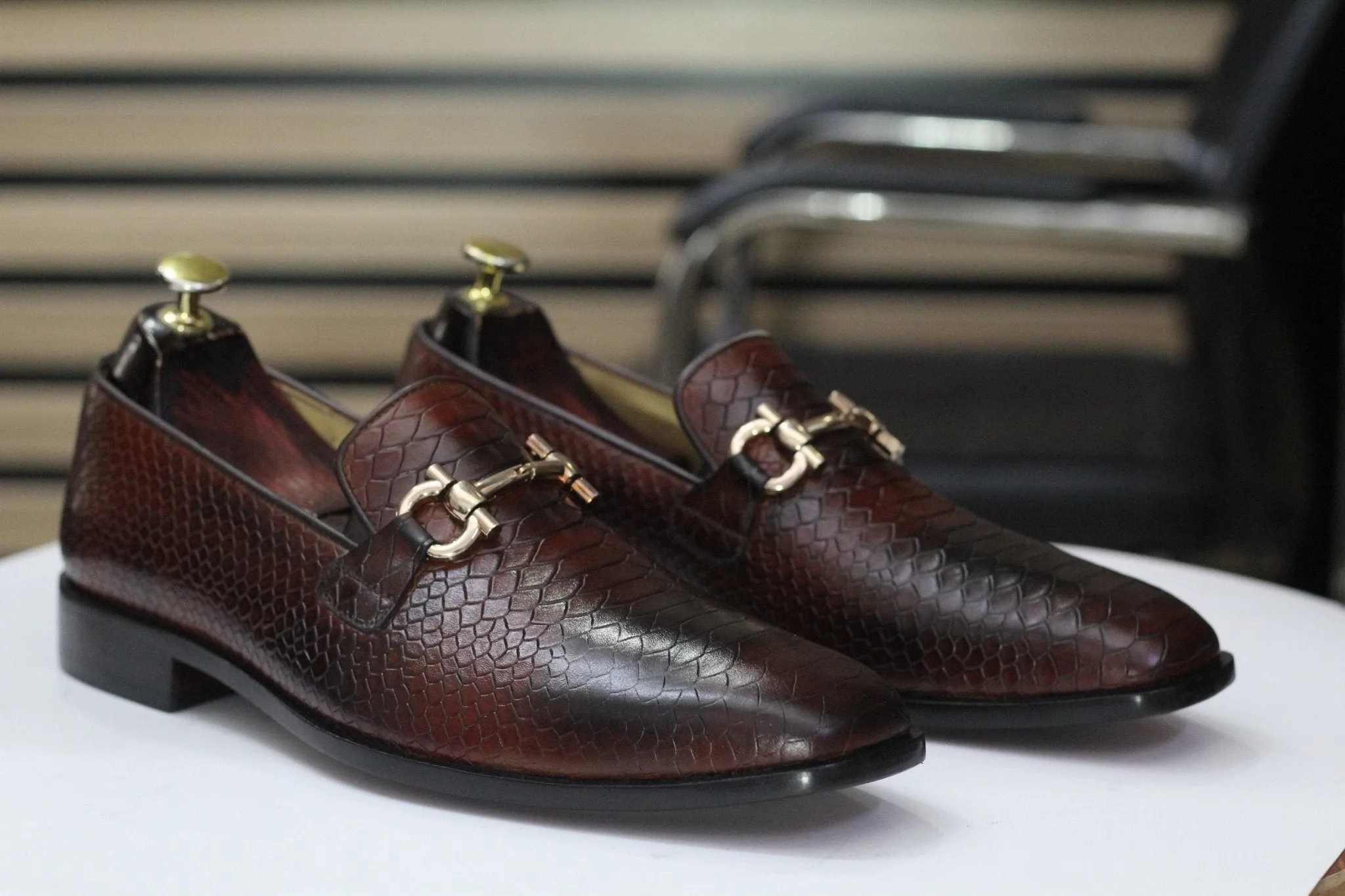 Handmade Python Slip On Loafers, Leather Loafer Shoes For Men's