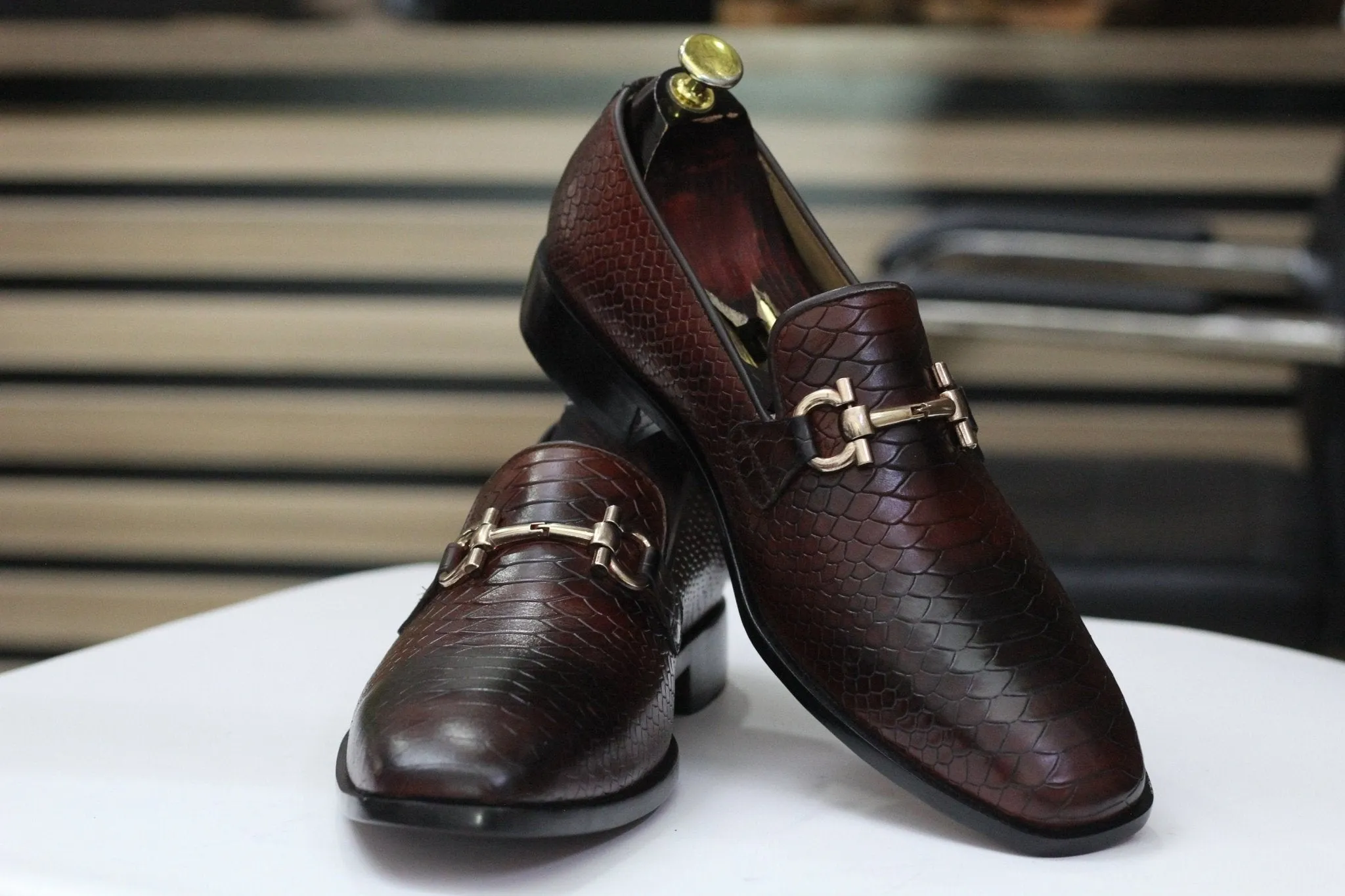 Handmade Python Slip On Loafers, Leather Loafer Shoes For Men's