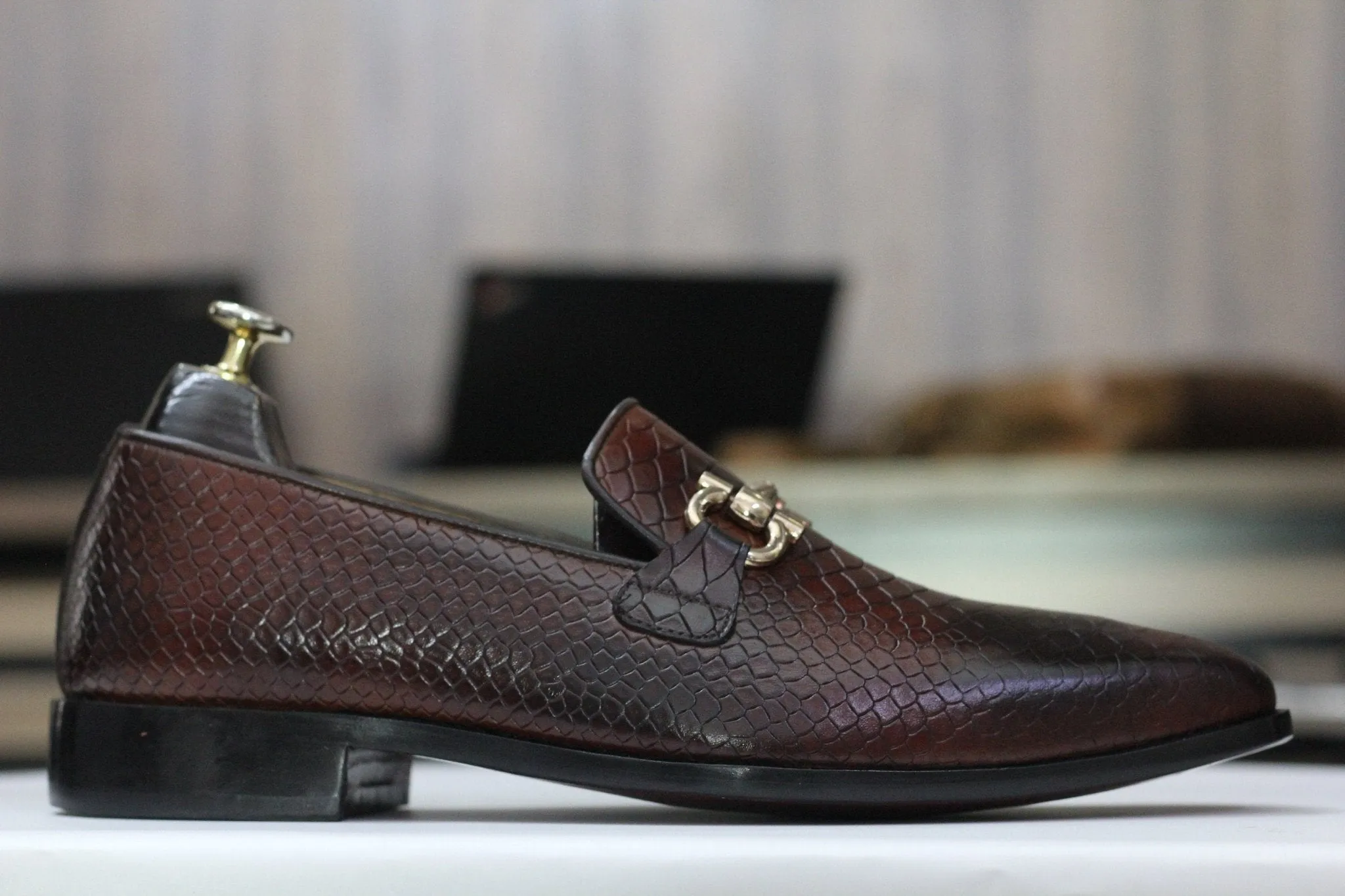 Handmade Python Slip On Loafers, Leather Loafer Shoes For Men's