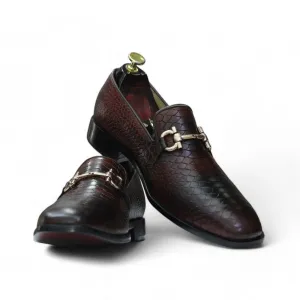 Handmade Python Slip On Loafers, Leather Loafer Shoes For Men's
