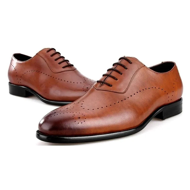 Handmade Wingtip Oxford Dress Shoes in Full Grain Leather