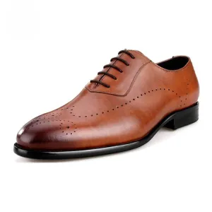 Handmade Wingtip Oxford Dress Shoes in Full Grain Leather