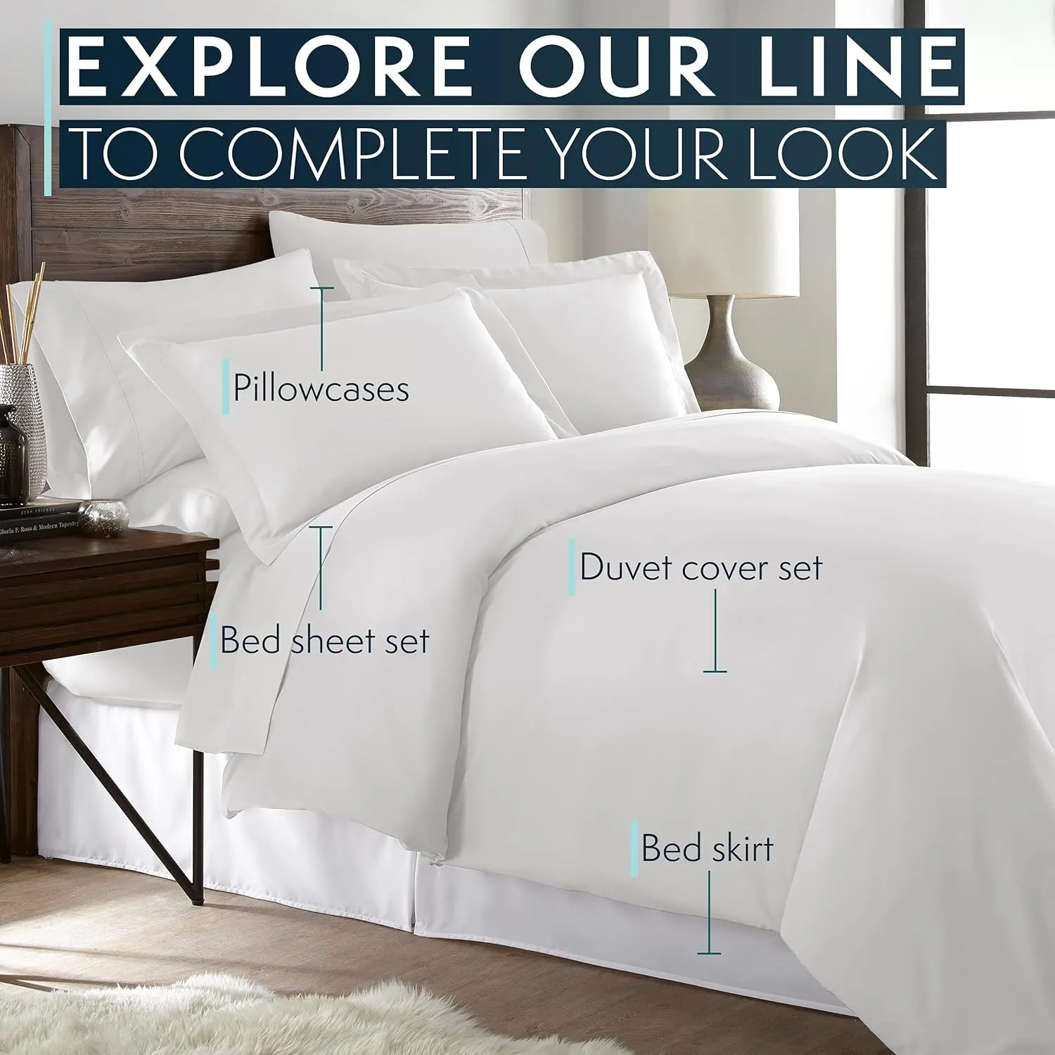 HC COLLECTION Twin Sheets Set, 3 pc Bed Sheets & Pillowcase Set - Machine Washable for Easy Care - Soft & Breathable All Season Microfiber Sheets with Deep Pockets - Lavender