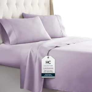 HC COLLECTION Twin Sheets Set, 3 pc Bed Sheets & Pillowcase Set - Machine Washable for Easy Care - Soft & Breathable All Season Microfiber Sheets with Deep Pockets - Lavender