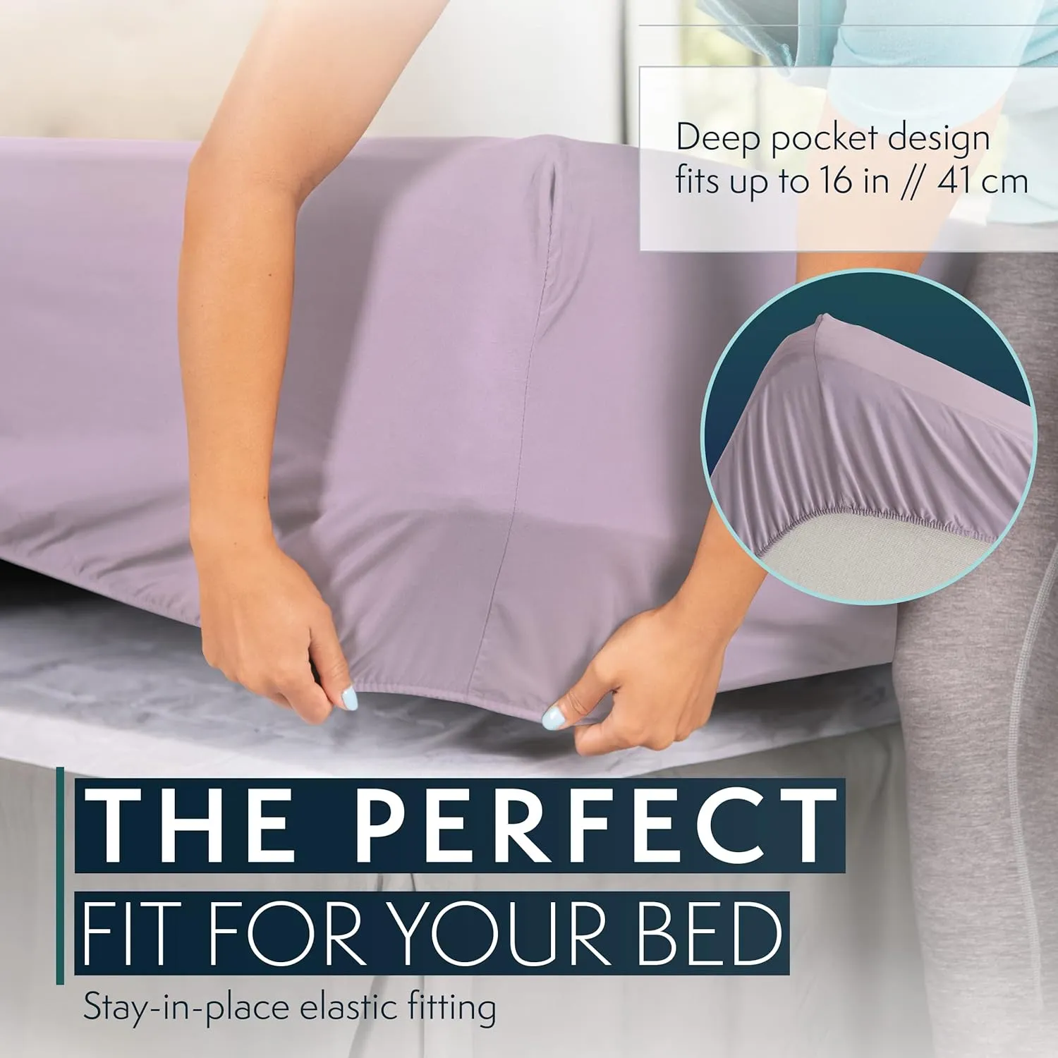 HC COLLECTION Twin Sheets Set, 3 pc Bed Sheets & Pillowcase Set - Machine Washable for Easy Care - Soft & Breathable All Season Microfiber Sheets with Deep Pockets - Lavender