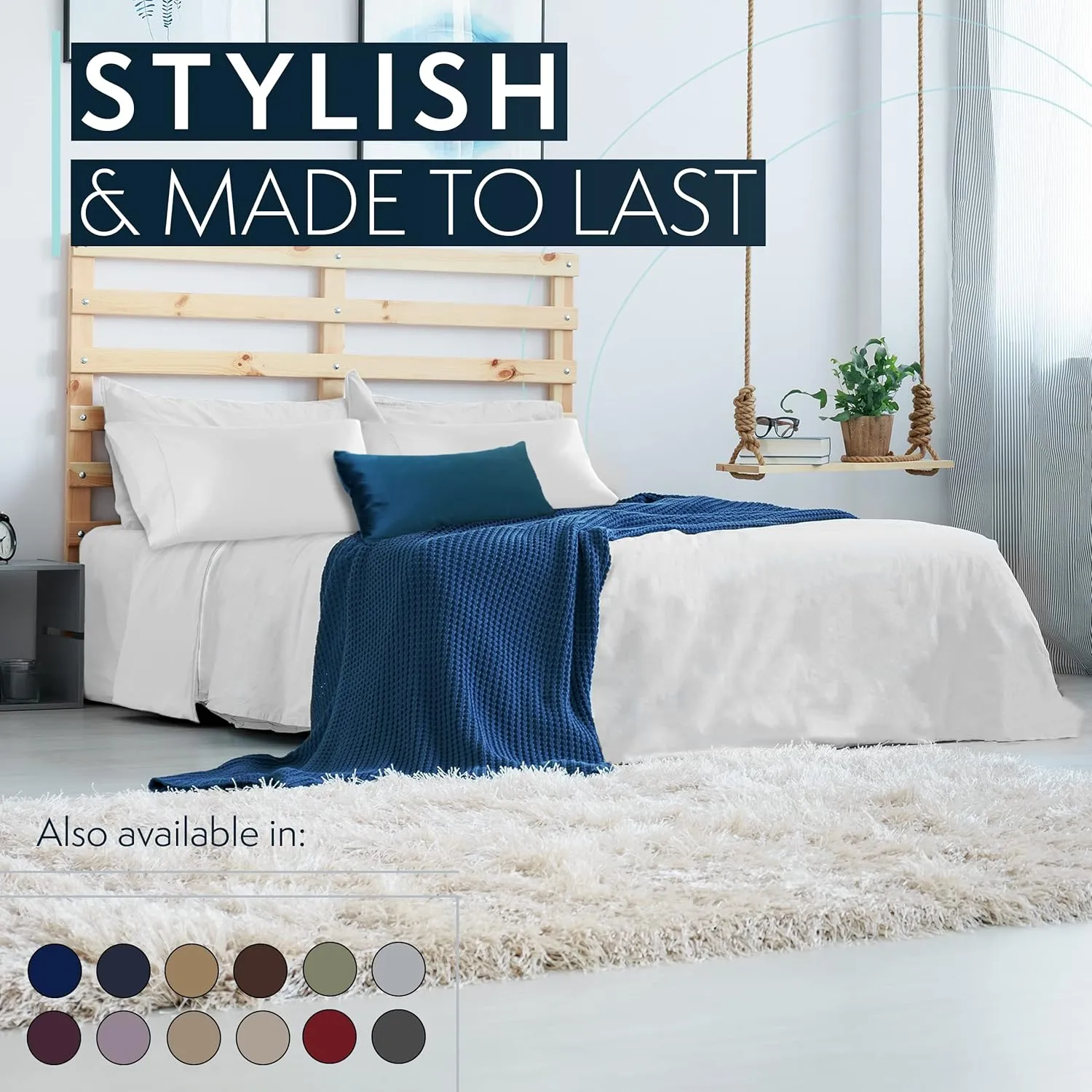 HC COLLECTION Twin Sheets Set, 3 pc Bed Sheets & Pillowcase Set - Machine Washable for Easy Care - Soft & Breathable All Season Microfiber Sheets with Deep Pockets - Lavender