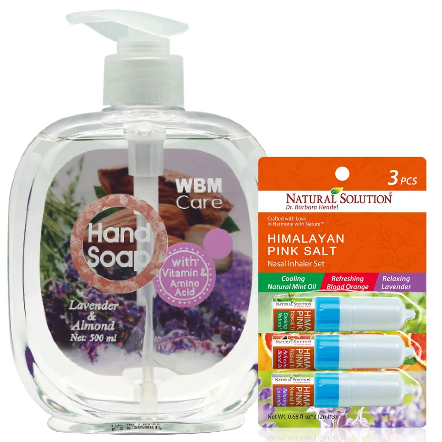 Himalayan Chef WBM Natural Lavender Liquid Hand Soap With Variety Pack Nasal Inhaler, 10 Pound (8653 8206ABC)