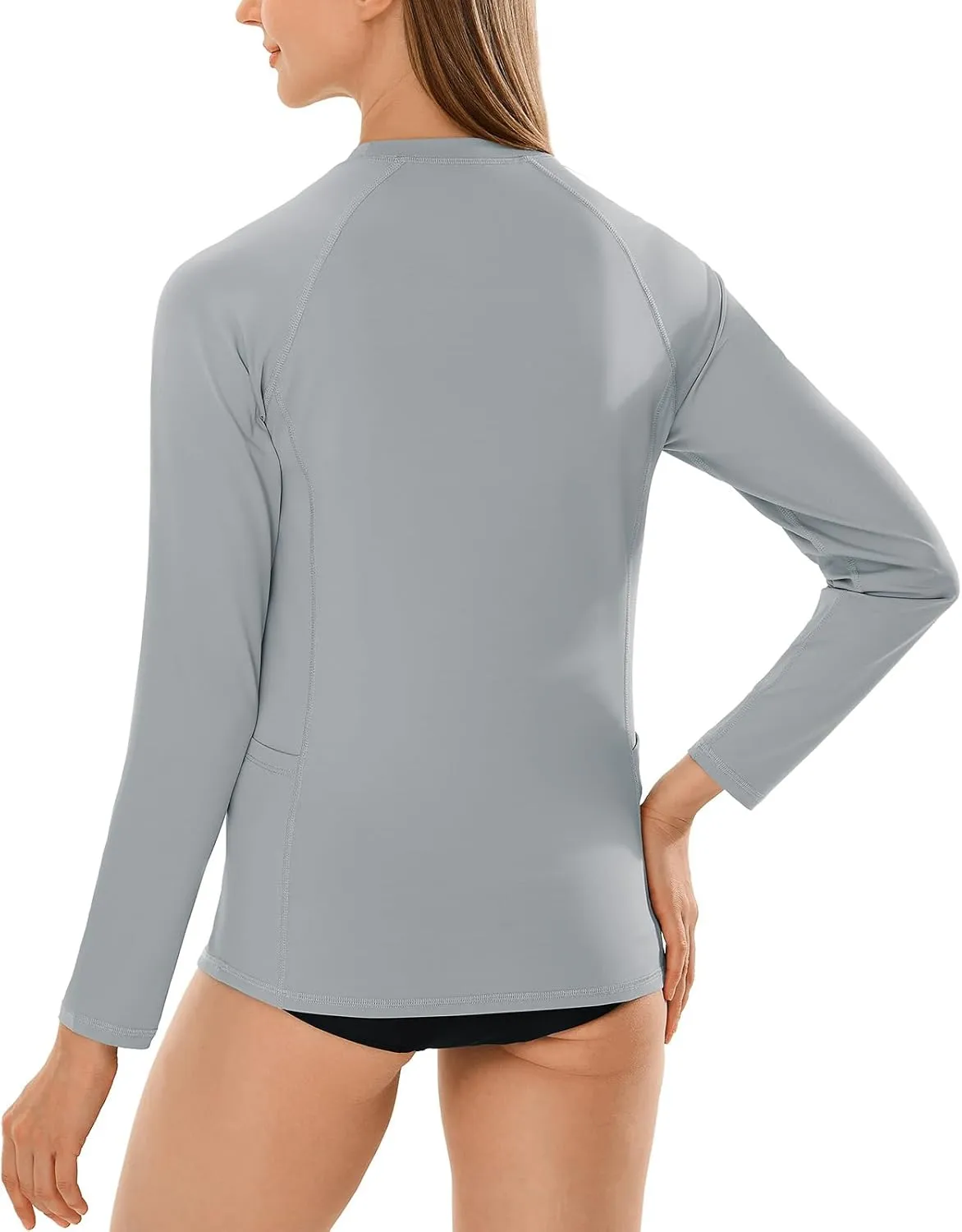 HODOSPORTS Rash Guard for Women UPF 50  Swim Shirt with Pockets Sun Protection Shirts Lightweight Long Sleeve