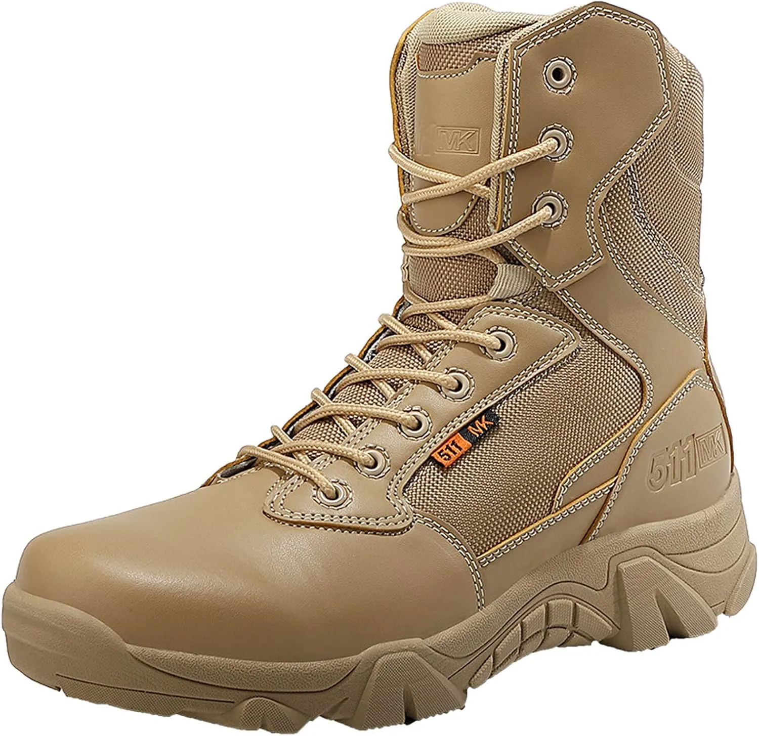 hongrenamz Men's Hiking Boots Waterproof Lightweight Walking Trekking Camping Boots Breathable Non-Slip Outdoor Shoes Sand-EU40/US7.5