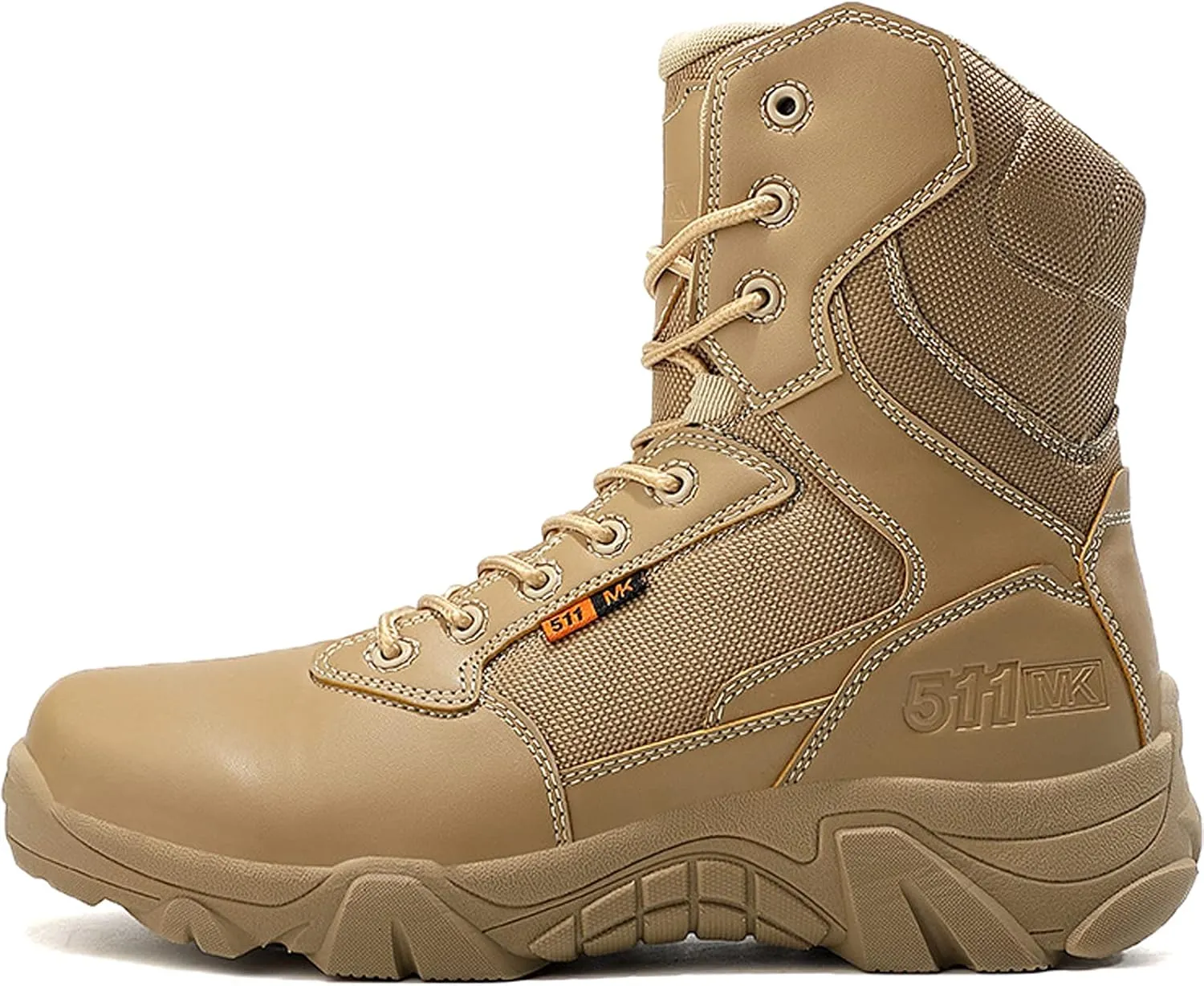 hongrenamz Men's Hiking Boots Waterproof Lightweight Walking Trekking Camping Boots Breathable Non-Slip Outdoor Shoes Sand-EU40/US7.5