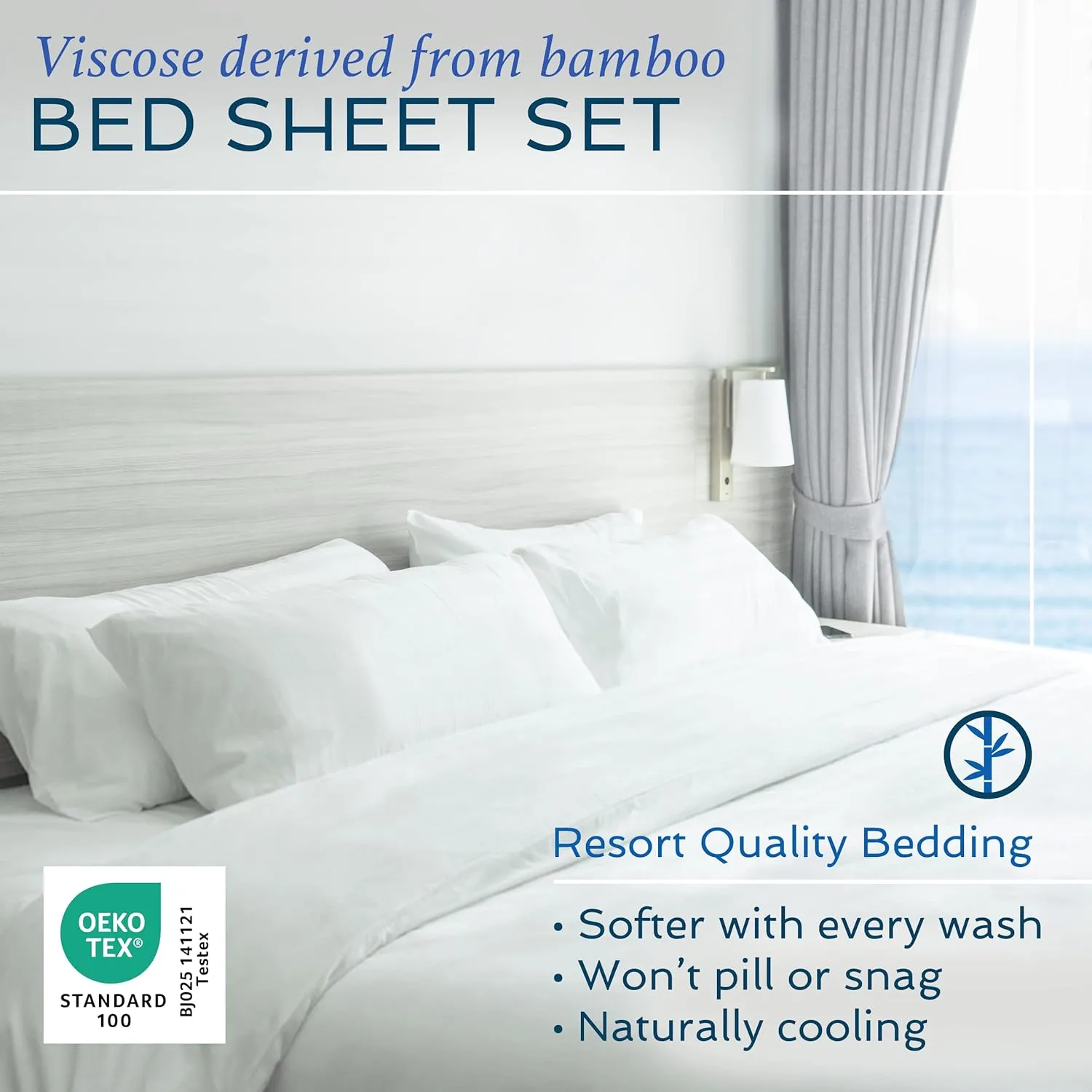 Hotel Sheets Direct 4 Piece Bed Sheet Set King Size, 100% Viscose Derived from Bamboo Sheets Set with 2 Pillowcases, Cooling & Breathable Luxury Bedding, Moisture-Wicking & Silky Soft Texture, Gray