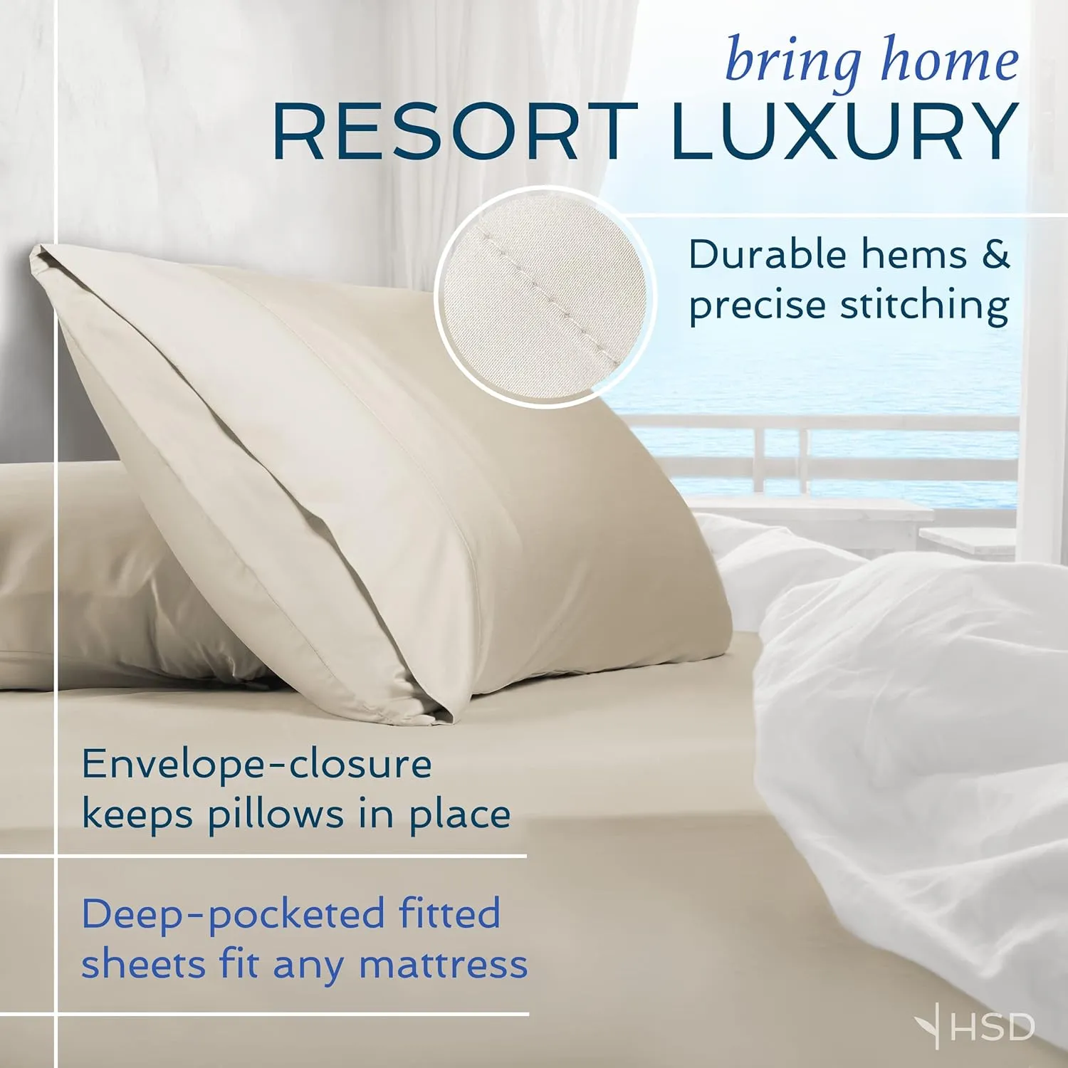 Hotel Sheets Direct 4 Piece Bed Sheet Set King Size, 100% Viscose Derived from Bamboo Sheets Set with 2 Pillowcases, Cooling & Breathable Luxury Bedding, Moisture-Wicking & Silky Soft Texture, Gray