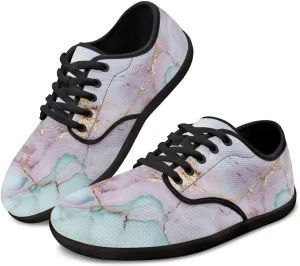 Howilath Marble Print Women Barefoot Shoes Lace-up Flat Shoes with Anti-Slip Sole Breathable Casual Sport Shoes