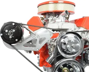 ICT Billet SBC Sanden 508 A/C Compressor Bracket Long Water Pump Small Block 350 Chevy ICT 551775