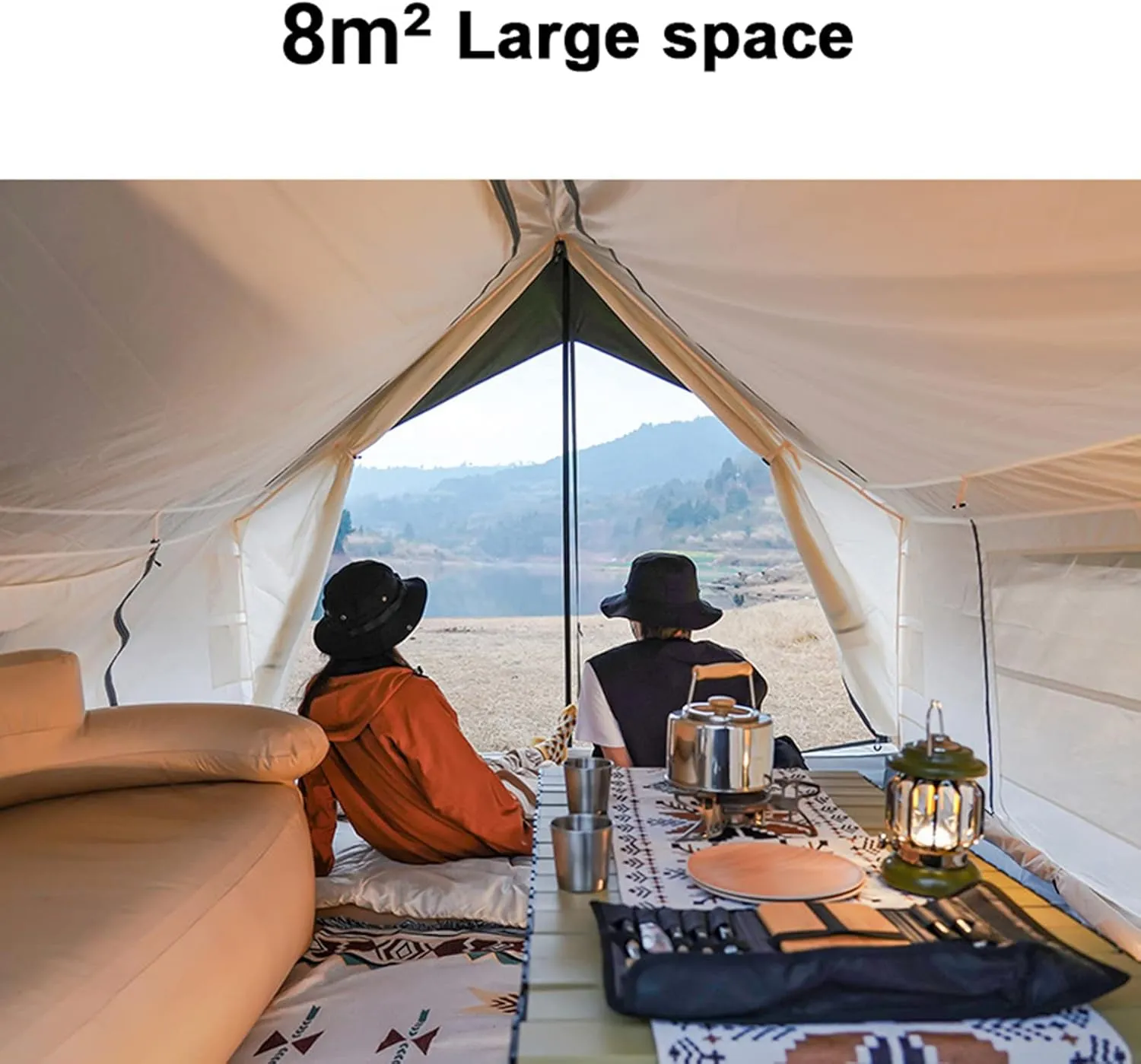 Indian Tent Tipi Outdoor Double Layer Camping Tower Tent Family Camping Tent Yurt Teepee Tent for Outdoor Hiking 3-4 Person