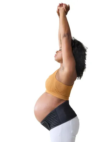 Ingrid & Isabel Basics Maternity Support Belt – Adjustable Pregnancy Belly Band for Women – Lightweight, Breathable & Comfortable Belly Support – Ideal for All Pregnancy Stages - Black, Size M/L