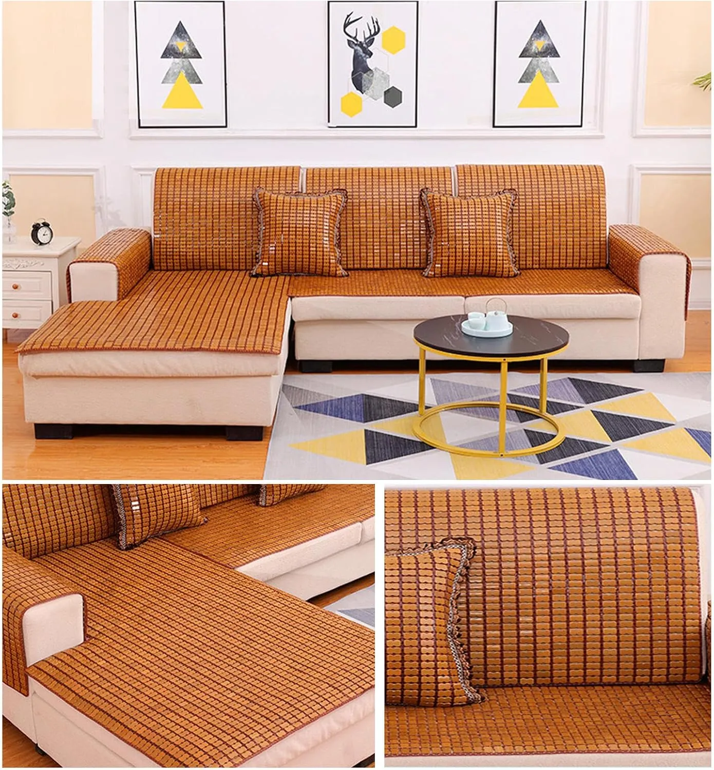 Insulation Mattress, Carbonised Mahjong Bamboo Mat, Summer Sleeping Mat for Single and Double Bed, Smooth Folding Cooler, Refreshing and Breathable Bedding,LxW-60x180cm/24x71in