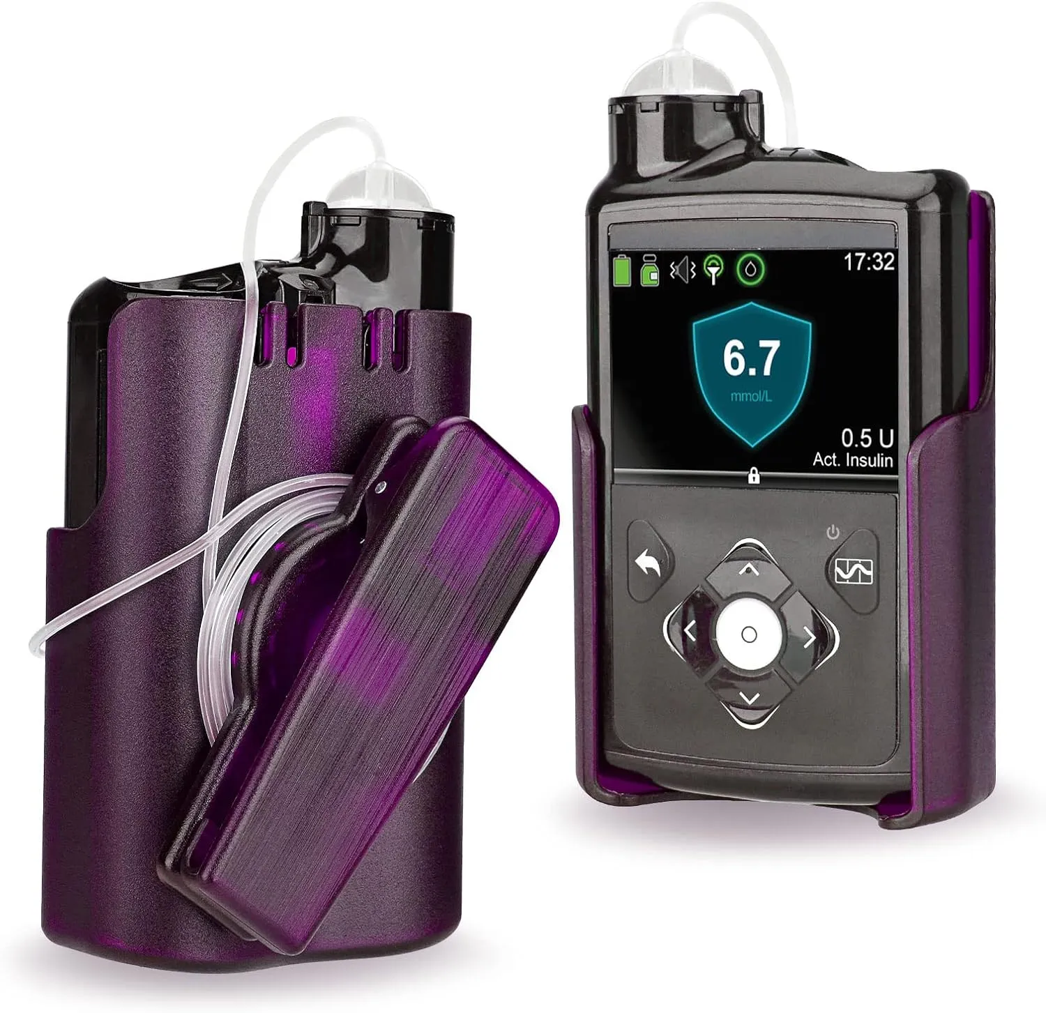 Insulin Pump Holder 360° Rotatable, Insulin Pump Case with Clip for Medtronic MiniMed 630G 640G 670G 770G 780G, Sturdy and Durable Clip (Purple)