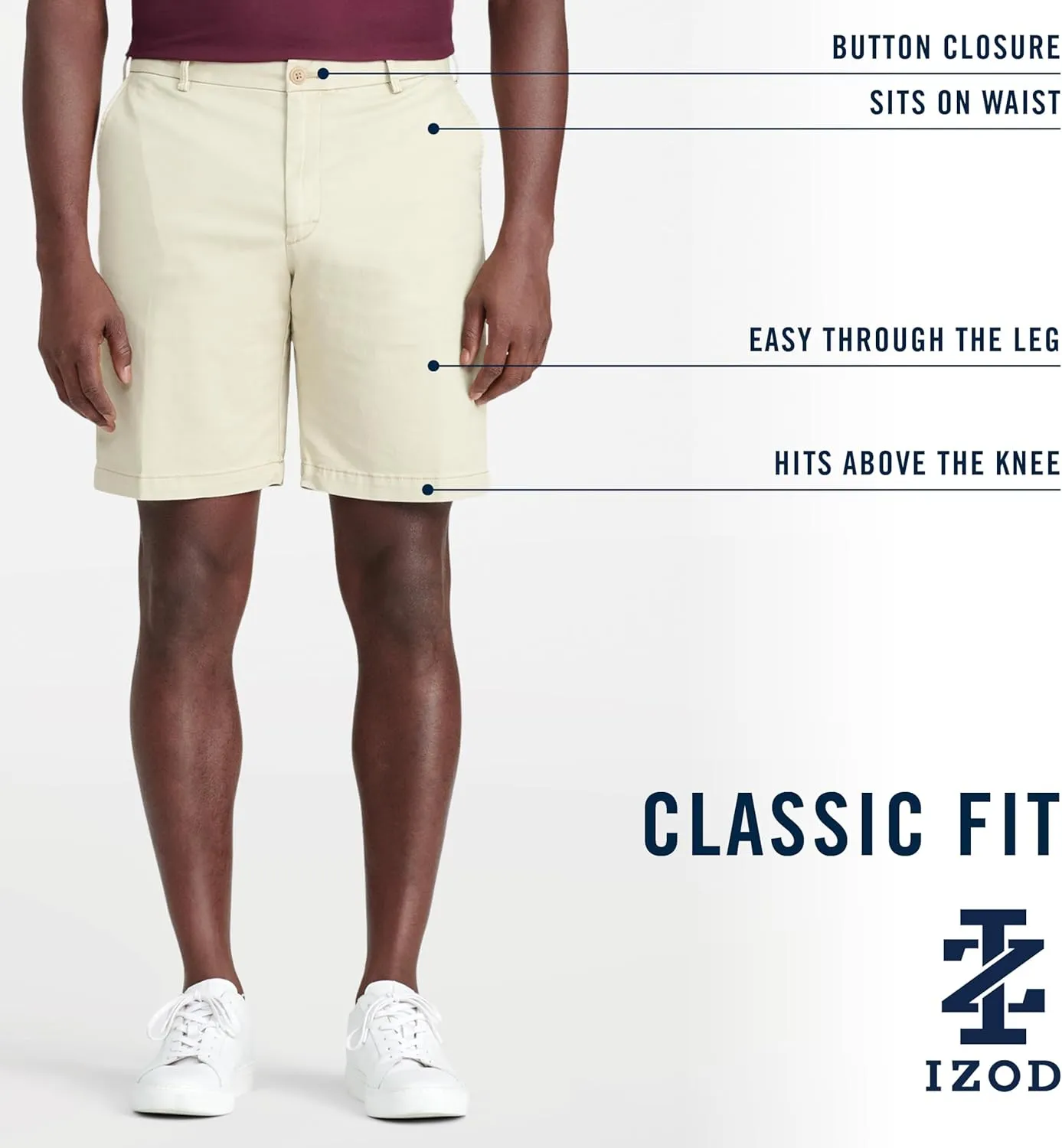 IZOD Men's Saltwater 9.5" Flat Front Chino Short
