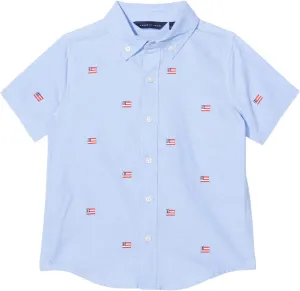 Janie and Jack Boy's Flag Embroidered Oxford Button-Up (Toddler/Little Kids/Big Kids)